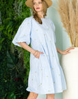 Weslee Cotton Poplin Dress with Embroidered Summer Flowers