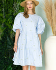 Weslee Cotton Poplin Dress with Embroidered Summer Flowers