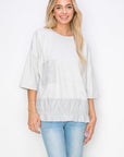 Amy Stretch Suede Top with Cotton Poplin