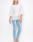 Amy Stretch Suede Top with Cotton Poplin