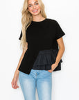 Rena Pointe Knit Top with Front Ruffling