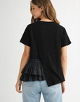 JOH | Rena Pointe Knit Top with Front Ruffling