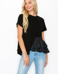 Rena Pointe Knit Top with Front Ruffling