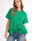 JOH | Rena Pointe Knit Top with Front Ruffling
