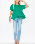 Rena Pointe Knit Top with Front Ruffling