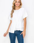 Rena Pointe Knit Top with Front Ruffling