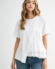 JOH | Rena Pointe Knit Top with Front Ruffling