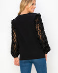JOH | Rhonda Pointe Top with Mesh Lace Swirls