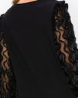 Rhonda Pointe Top with Mesh Lace Swirls