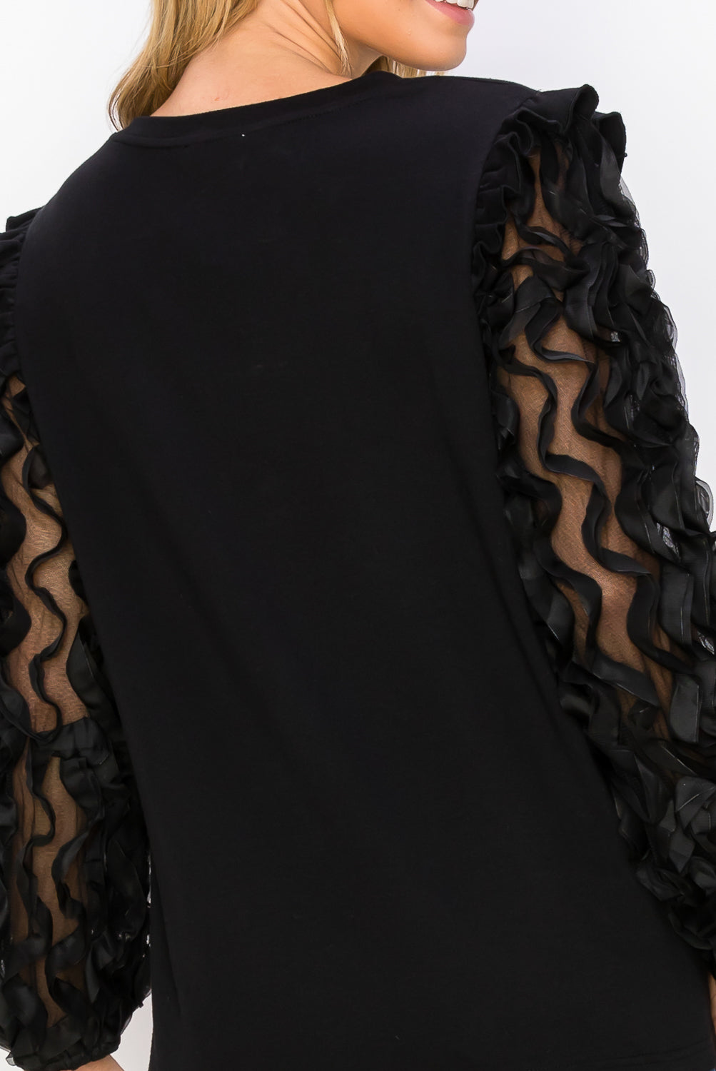 JOH | Rhonda Pointe Top with Mesh Lace Swirls