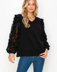 Rhonda Pointe Top with Mesh Lace Swirls