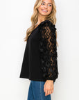 JOH | Rhonda Pointe Top with Mesh Lace Swirls