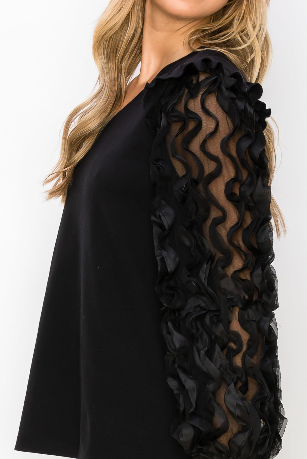 JOH | Rhonda Pointe Top with Mesh Lace Swirls