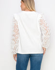 Rhonda Pointe Top with Mesh Lace Swirls