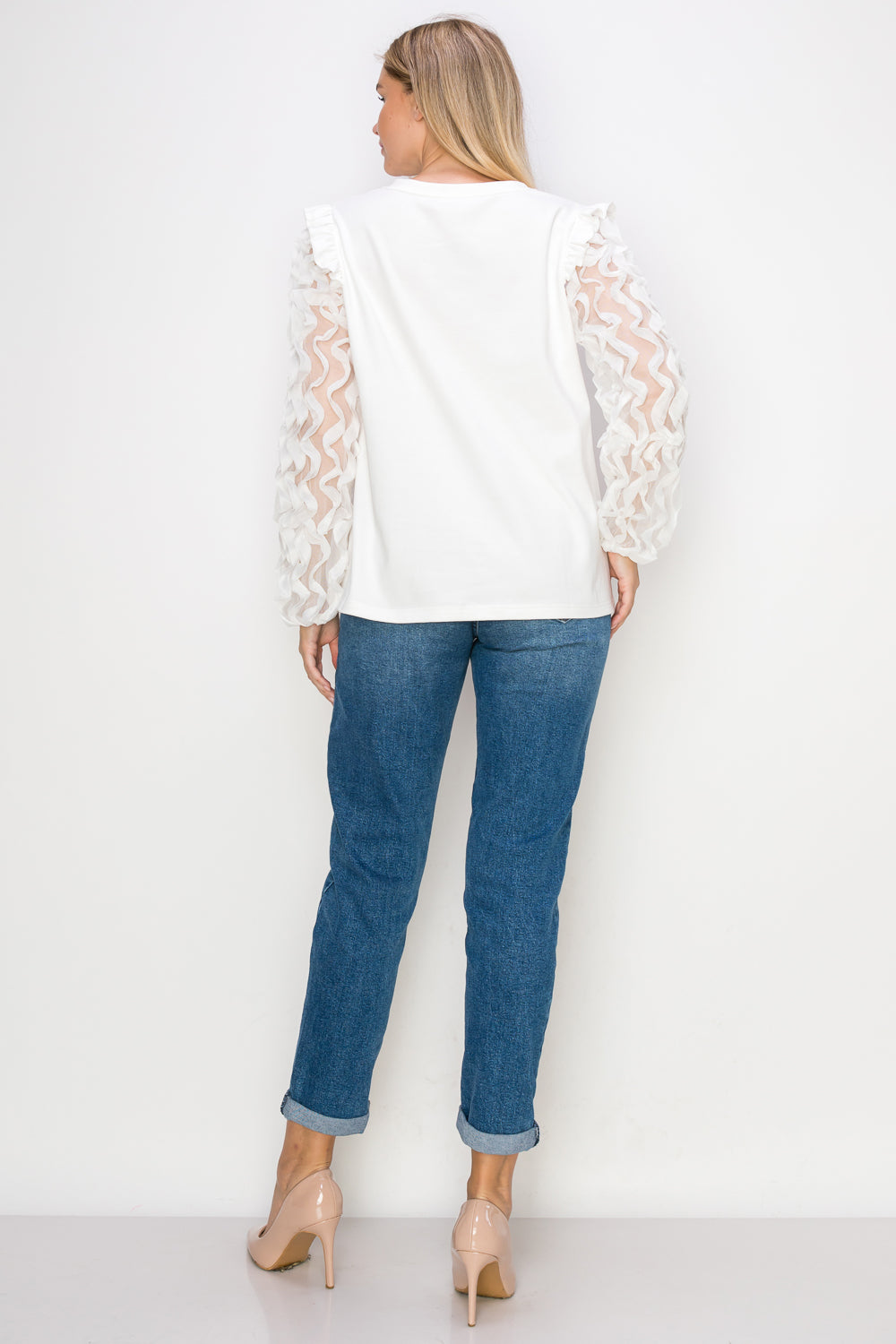 Rhonda Pointe Top with Mesh Lace Swirls