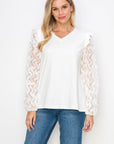 Rhonda Pointe Top with Mesh Lace Swirls