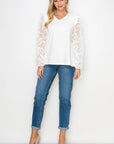 Rhonda Pointe Top with Mesh Lace Swirls