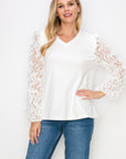 Rhonda Pointe Top with Mesh Lace Swirls