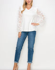 Rhonda Pointe Top with Mesh Lace Swirls