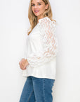 Rhonda Pointe Top with Mesh Lace Swirls