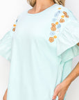 Rinnie Pointe Knit Top with Embroidered Flower Sparkles