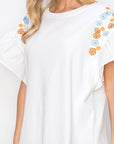 Rinnie Pointe Knit Top with Embroidered Flower Sparkles