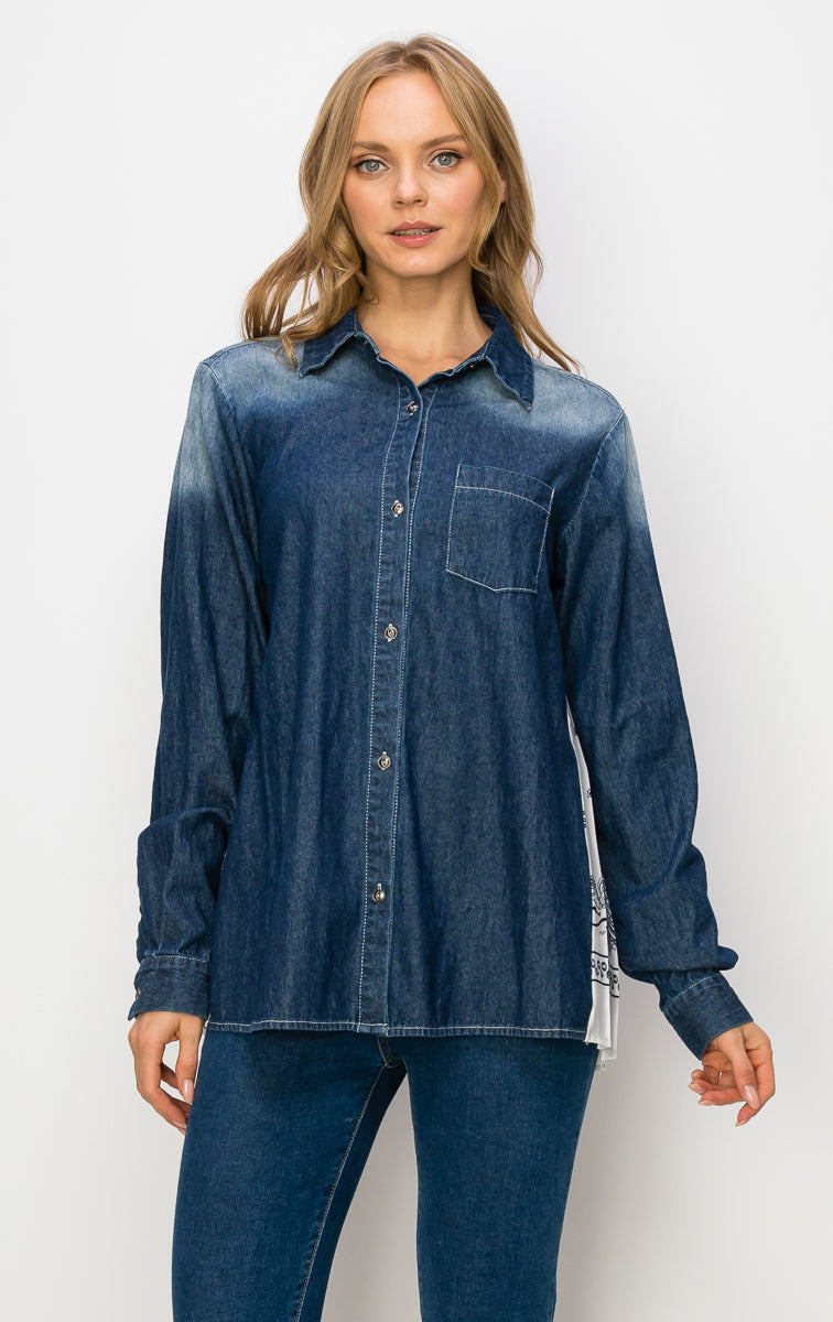 Dani Denim Shirt with Novelty Back Pleating