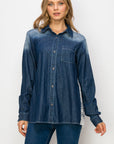 Dani Denim Shirt with Novelty Back Pleating