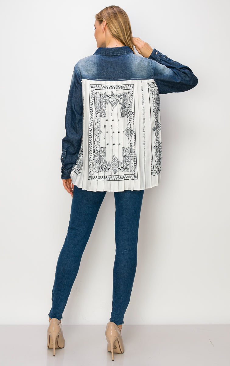 Dani Denim Shirt with Novelty Back Pleating