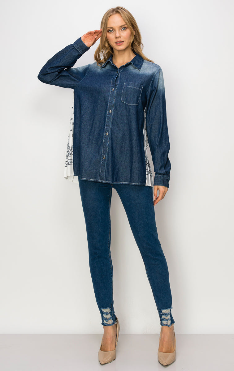 Dani Denim Shirt with Novelty Back Pleating