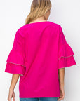 JOH Wesenia Ruffle Sleeve V-Neck Blouse