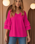 JOH Wesenia Ruffle Sleeve V-Neck Blouse