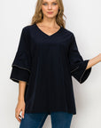 JOH Wesenia Ruffle Sleeve V-Neck Blouse