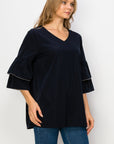 Wesenia Top with Ruffled Trimmed Beading