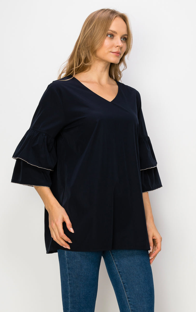 JOH Wesenia Ruffle Sleeve V-Neck Blouse