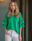 JOH Wesenia Ruffle Sleeve V-Neck Blouse