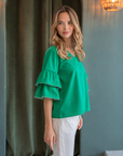 JOH Wesenia Ruffle Sleeve V-Neck Blouse