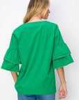 JOH Wesenia Ruffle Sleeve V-Neck Blouse