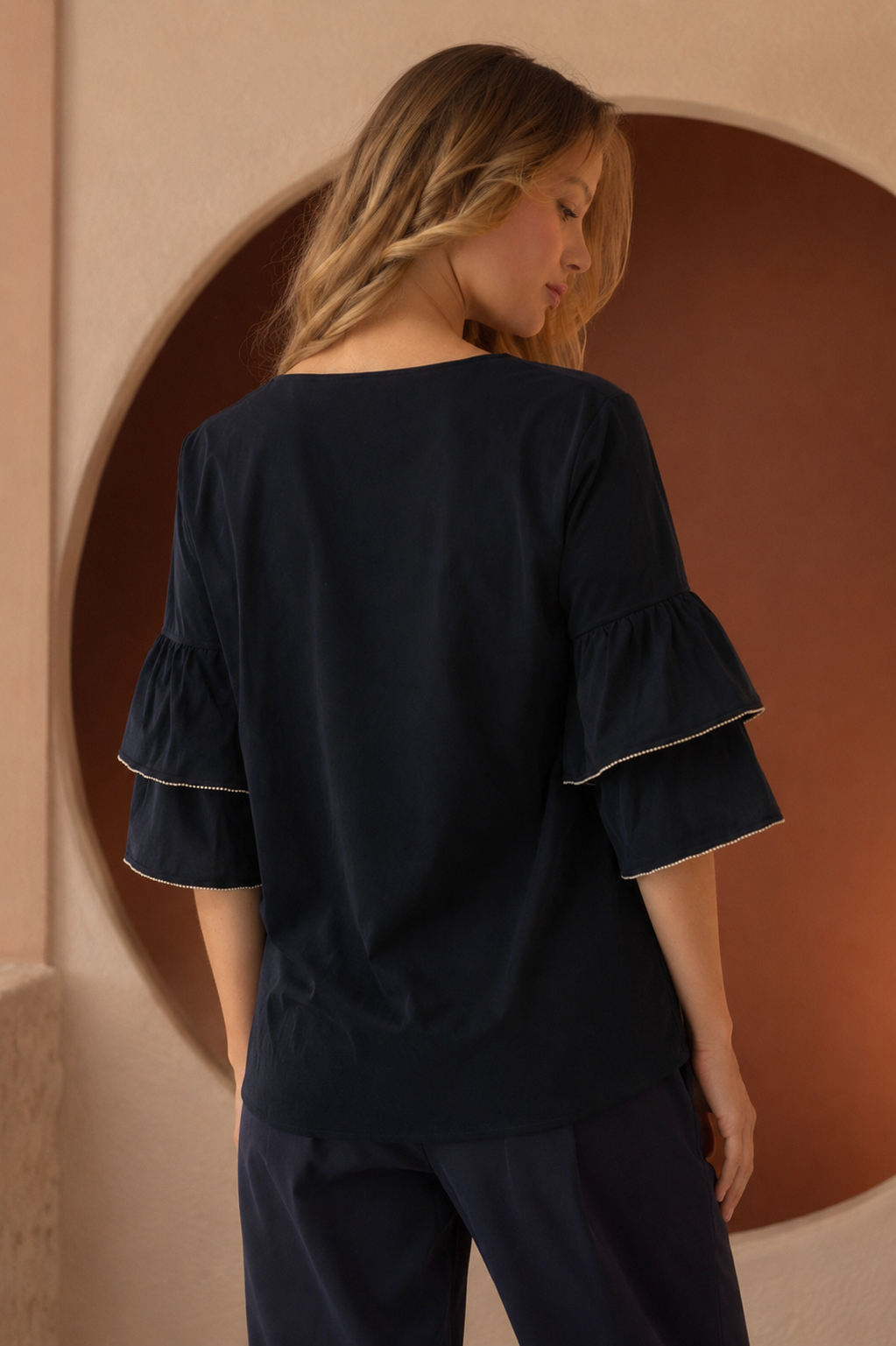 JOH Wesenia Ruffle Sleeve V-Neck Blouse