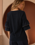 JOH Wesenia Ruffle Sleeve V-Neck Blouse