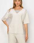 Kassie Crepe Knit Top with Beading Trim