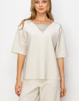 Kassie Crepe Knit Top with Beading Trim