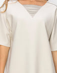 Kassie Crepe Knit Top with Beading Trim