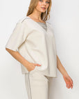 Kassie Crepe Knit Top with Beading Trim