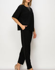 Karine Crepe Knit Pant with Beading Trim