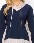 Rickie Pointe Knit Top with Stripe Hoodie