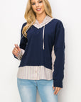 Rickie Pointe Knit Top with Stripe Hoodie