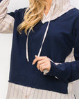 Rickie Pointe Knit Top with Stripe Hoodie