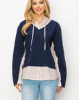 Rickie Pointe Knit Top with Stripe Hoodie