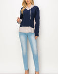 Rickie Pointe Knit Top with Stripe Hoodie